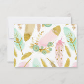 Cartons Réponse Plumes Boho rose et or (Dos)