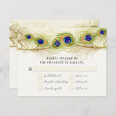 Cartons Réponse Plumes de Peacock de Swirl moderne Monogramme Mono (Devant / Derrière)