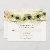 Cartons Réponse Plumes de Peacock de Swirl moderne Monogramme Mono (Devant / Derrière)