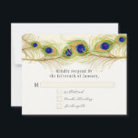 Cartons Réponse Plumes de Peacock de Swirl moderne Monogramme Mono<br><div class="desc">REMARQUE : Utilisez cette taille uniquement pour les invitations 5 x 7 et plus grands - elle est trop grande pour s'insérer dans les enveloppes carrés. PALETTE DE COULEUR : blanc, crème, or, moutarde, bleu aqua, bleu royal, violet et vert. COLLECTION DE CONCEPTION : Carte de réponse RSVP correspondant. Cet...</div>
