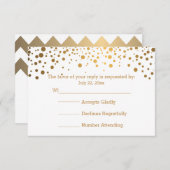 Cartons Réponse Points Confetti Or Élégants | Blanc (Devant / Derrière)