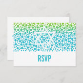 Cartons Réponse Points Confetti Turquoise Lime Green Bat mitzvah R (Devant / Derrière)