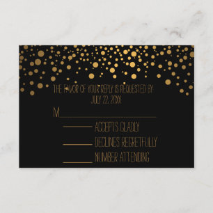 Cartons Réponse Points d'or Confetti élégants Black