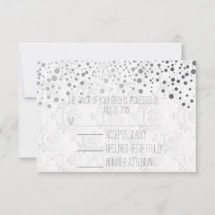 Cartons Réponse Points En Argent Confetti Élégants Blanc