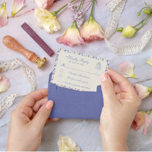 Cartons Réponse Pois de senteur floral bleu et crème