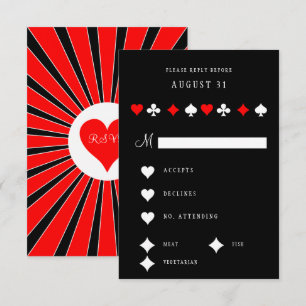 Cartons Réponse Poker Casino Costumes Rouge et Noir Vegas 