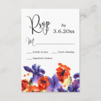 Poppies rouges, Mariage d'iris d'aquarelle violet