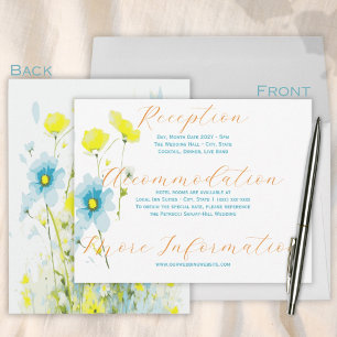 Cartons Réponse Poppies rustiques simples bleues jaunes aquarelles