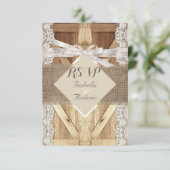 Cartons Réponse Porte de mariage rustique beige blanc dentelle boi (Debout devant)