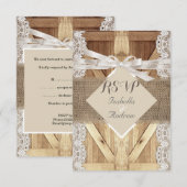 Cartons Réponse Porte de mariage rustique beige et blanc dentelle  (Devant / Derrière)