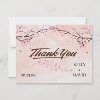 Cartons Réponse Poster Mariage rose Fleur de cerisier Fleur Merci