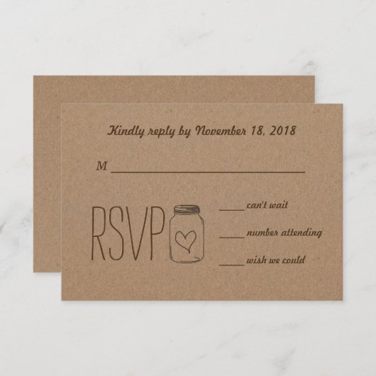 Cartons Réponse Pot de maçon rustique de papier d'emballage de (Devant / Derrière)