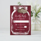Cartons Réponse Pot en verre de bois de Bourgogne Mariage rustique (Debout devant)