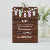Cartons Réponse Pot Mason Rustique Avec Lumières Mariage R.S.V.P. (Debout devant)