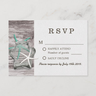 Cartons Réponse Pot rustique d'étoiles de mer et de maçon épousant