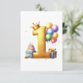 Cartons Réponse Premier anniversaire doré (Debout devant)