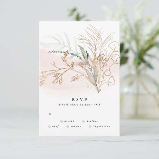 Cartons Réponse Premium Black Gold Botanical Eucalyptus Mariage (Debout devant)