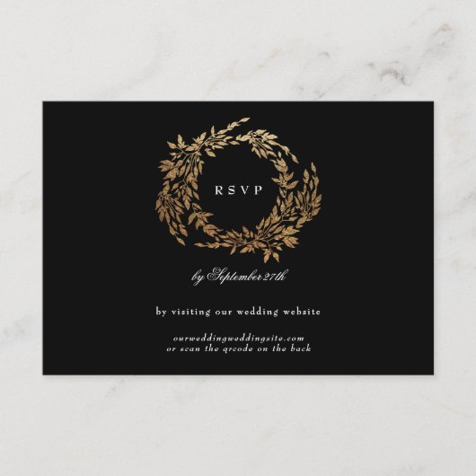Cartons Réponse Premium Onyx Black Crest Classic Mariage Website (Devant)