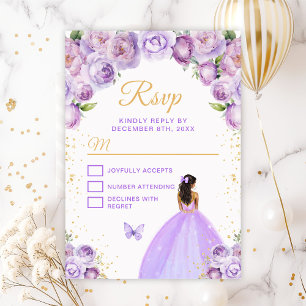 Cartons Réponse Princesse à la peau foncée et violet clair et or