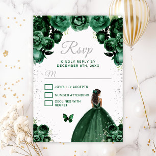 Cartons Réponse Princesse à la peau foncée vert foncé et argent