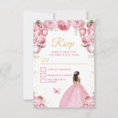 Cartons Réponse Princesse à peau noire rose et or foncée (Devant)