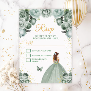 Cartons Réponse Princesse aux Cheveux Brun Doré et Vert Sauge