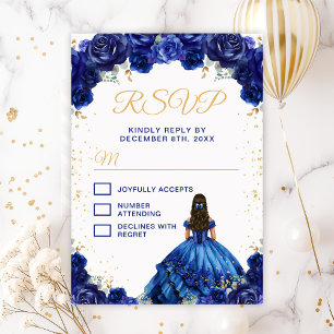 Cartons Réponse Princesse Fleur Bleu Foncé Quinceañera