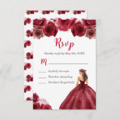 Cartons Réponse Princesse Florale en robe rouge (Devant / Derrière)