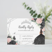 Cartons Réponse Princesse Florale Rose Noire Silver Quinceañera (Debout devant)