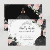 Cartons Réponse Princesse Florale Rose Noire Silver Quinceañera (Devant / Derrière)