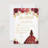 Cartons Réponse Princesse Florale Rouge Quinceañera (Devant)
