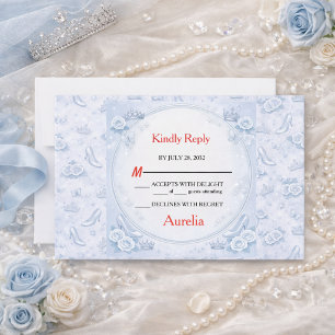 Cartons Réponse Princesse Quinceañera Bleu Clair Argenté