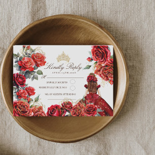 Cartons Réponse Princesse Quinceanera - Roses rouges Anniversaire
