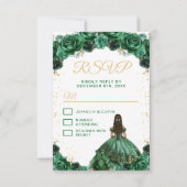 Cartons Réponse Princesse Vert foncé Floral Quinceañera (Devant)