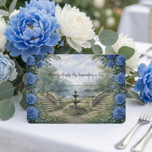 Cartons Réponse Printed Watercolor Castle Garden Fountain