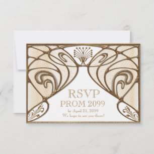 Cartons Réponse PROM RSVP, grand Gatsby, or sur le blanc