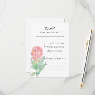 Cartons Réponse Protea Botanique Moderne Minimaliste de Mariage