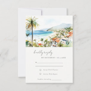 Cartons Réponse Puerto Vallarta Mexique Paysage Aquarelle Mariage