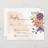 Cartons Réponse Purple and Orange Fall Floral Automne Répondre (Devant / Derrière)