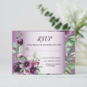Cartons Réponse Purple Blush Floral Geometric Greenery Wedding (Debout devant)