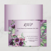 Cartons Réponse Purple Blush Floral Geometric Greenery Wedding (Devant / Derrière)