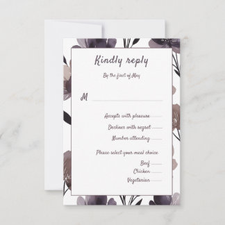 Cartons Réponse Purple Floral Botanical Wedding