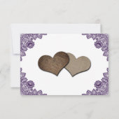 Cartons Réponse Purple Floral Lace Rustic Burlap Hearts Wedding (Dos)