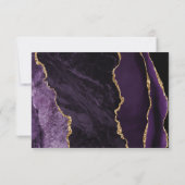 Cartons Réponse Purple Gold Agate Mariage de script moderne (Dos)