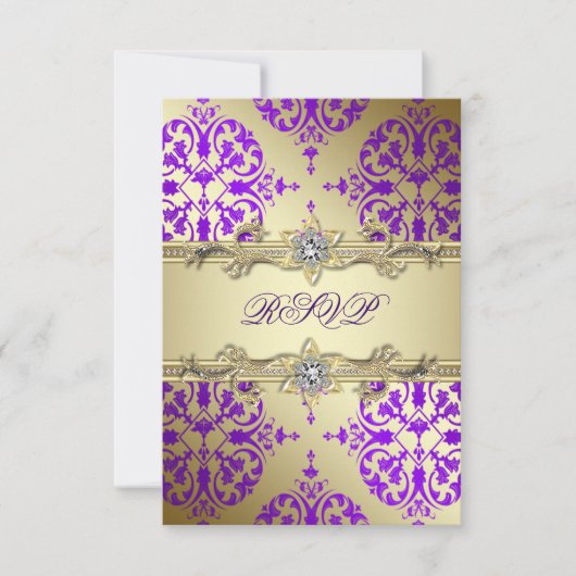 Cartons Réponse Purple Gold Damask Purple Party (Devant)