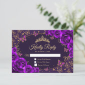Cartons Réponse Purple Gold Quinceanera Reply (Debout devant)