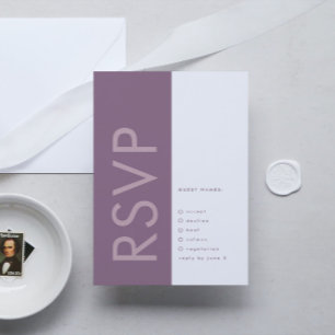 Cartons Réponse Purple Lilac Moderne Monogramme Gras Mariage