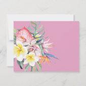 Cartons Réponse Purple Tropical Floral Hawaii QR Code Wedding (Dos)