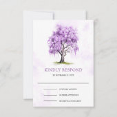 Cartons Réponse Purple Wisteria Floral Tree Wedding (Devant)