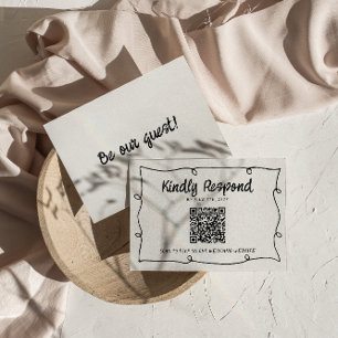 Cartons Réponse QR Code à la main rétro cadre moderne Mariage